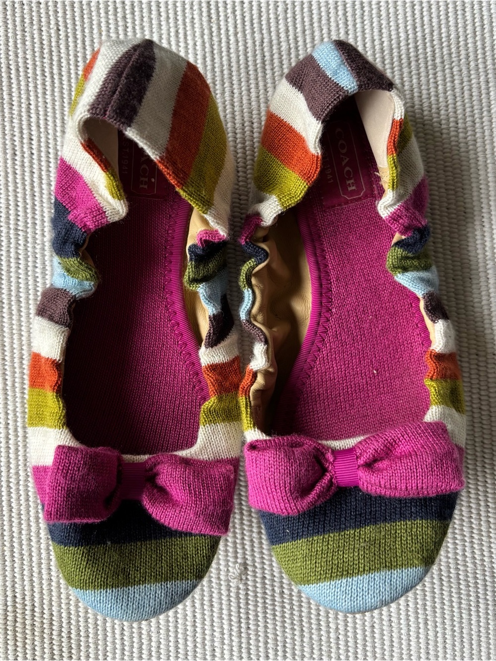 🩷❤️🧡💛 Y2K COACH Legacy Rio Knit Ballet Flats💚🩵💙💜